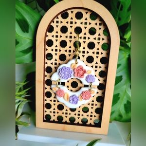 Handmade Clay Floral Dangle Earrings